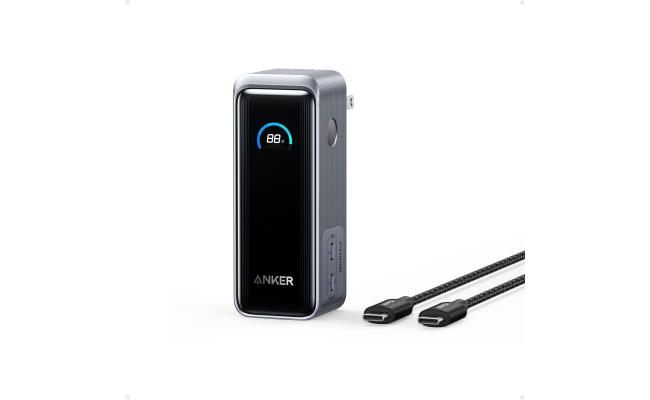 Anker Prime Power Bank, 9,600mAh Battery Pack with 65W Output, Built-in AC Plug, Supports PD 3.0 and PPS, 30W Fast Recharging, Sleek Portable Charger for MacBook Pro, iPhone 15 Series, Galaxy, iPad